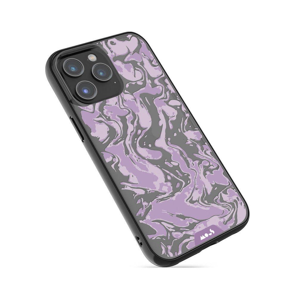 Clear Protective Phone Case Transparent Qi Wireless Charging Marbled Lilac Purple Design | iPhone 15 Pro,iPhone 15 Pro Max